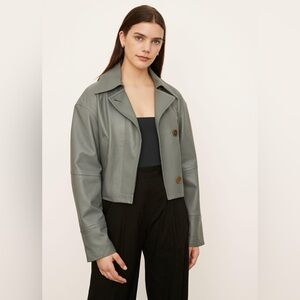 NWT $1195 Vince Cropped Leather Flight Jacket